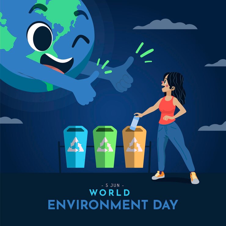 Vector gratuito ilustración del día mundial del medio ambiente de dibujos animados