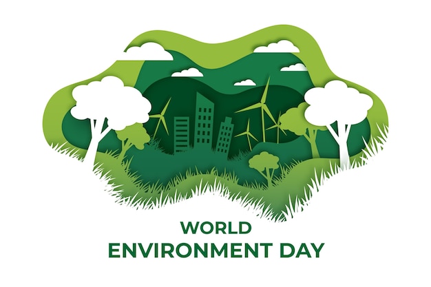 Vector gratuito ilustración del día mundial del medio ambiente en estilo papel