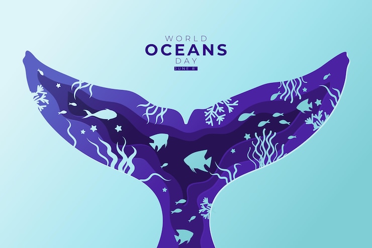 Vector gratuito ilustración del día mundial de los océanos en estilo papel