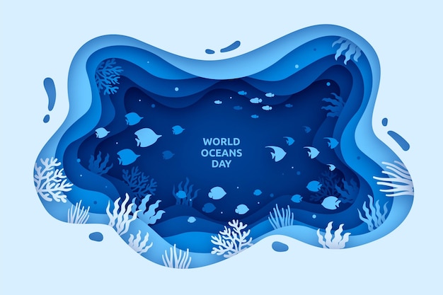 Ilustración del día mundial de los océanos en estilo papel