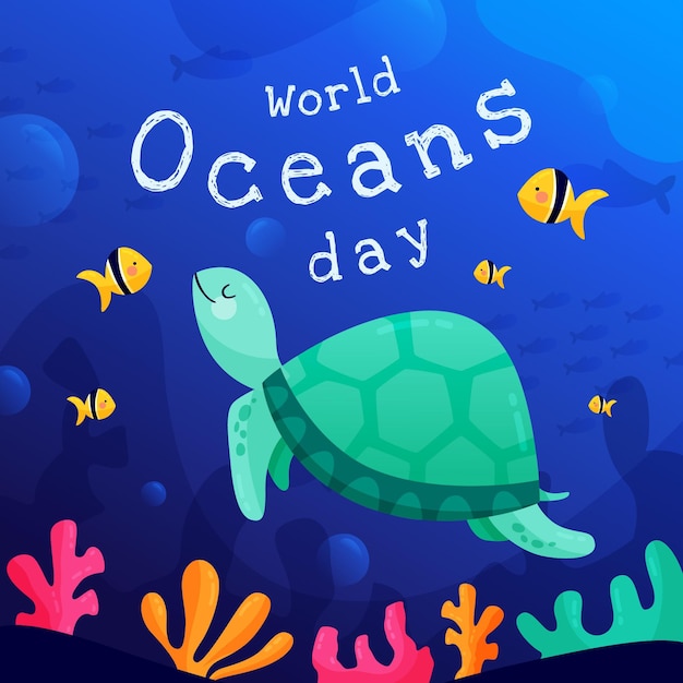 Ilustración del día mundial de los océanos del mundo plano orgánico