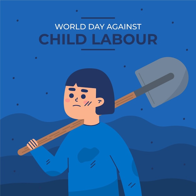 Vector gratuito ilustración del día mundial plano contra el trabajo infantil