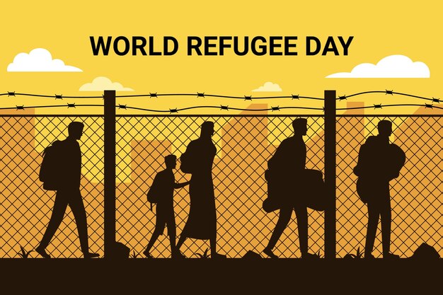 Ilustración del día mundial del refugiado plano orgánico
