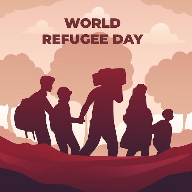 Ilustración del día mundial de los refugiados degradado