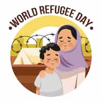 Vector gratuito ilustración del día mundial de los refugiados de dibujos animados