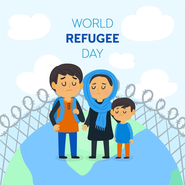 Vector gratuito ilustración del día mundial de los refugiados