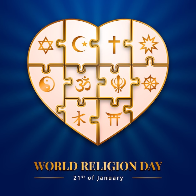 Vector gratuito ilustración del día mundial de la religión en gradiente