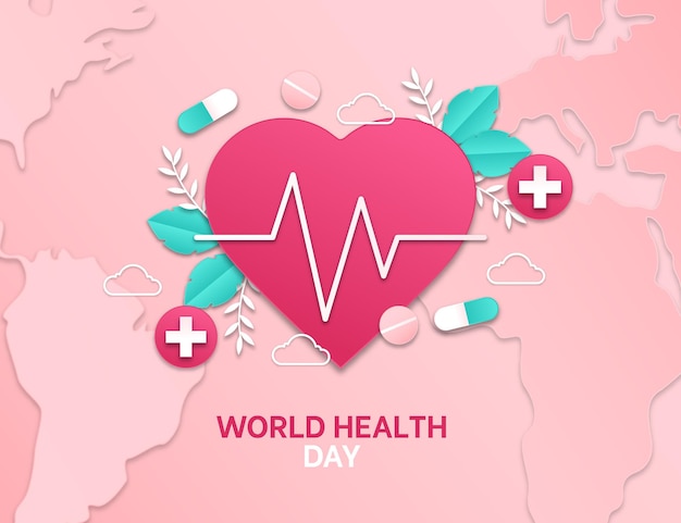 Vector gratuito ilustración del día mundial de la salud en estilo papel