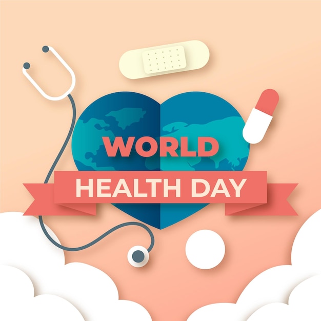 Ilustración del día mundial de la salud en estilo papel