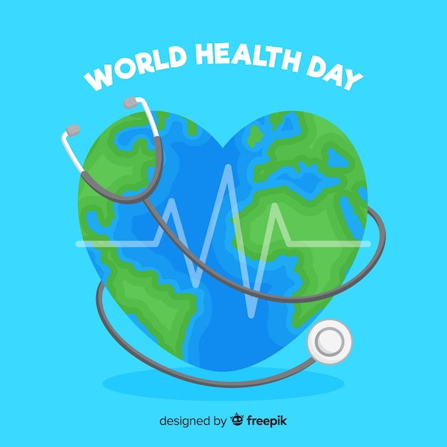 Ilustración del día mundial de la salud con mundo en forma de corazón