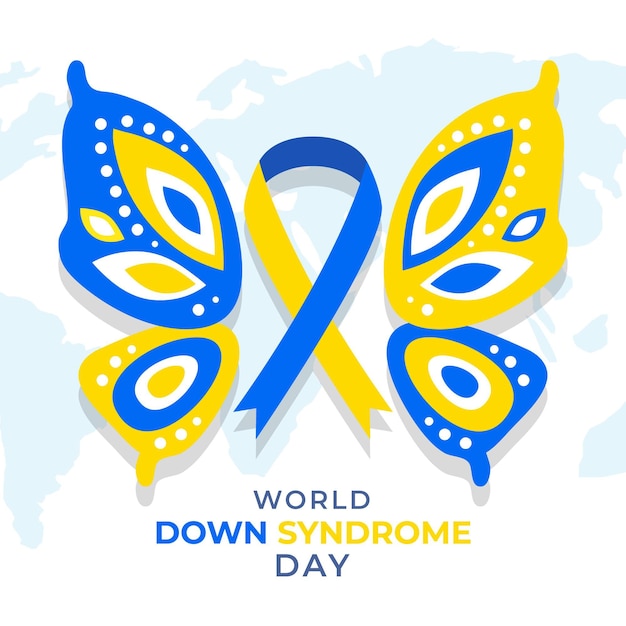 Vector gratuito ilustración del día mundial del síndrome de down con mariposa