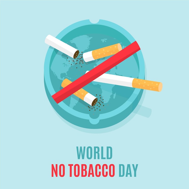 Ilustración del día mundial sin tabaco plano