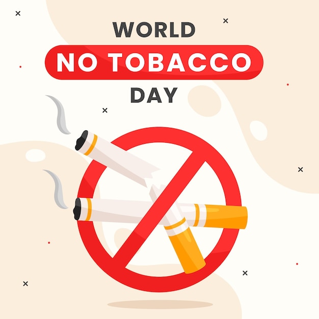Ilustración del día mundial sin tabaco plano