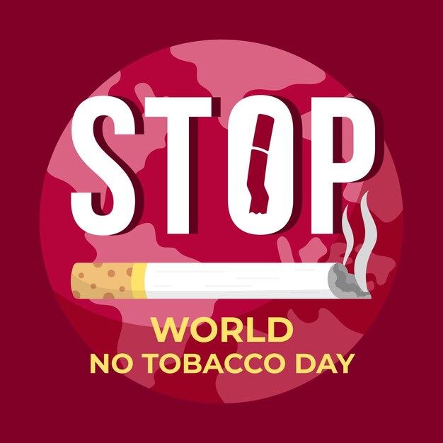 Ilustración del día mundial sin tabaco plano