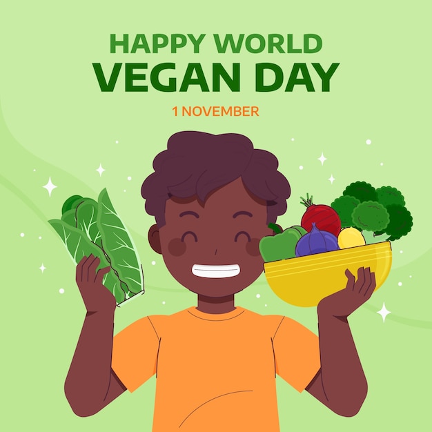 Vector gratuito ilustración del día mundial vegano plano