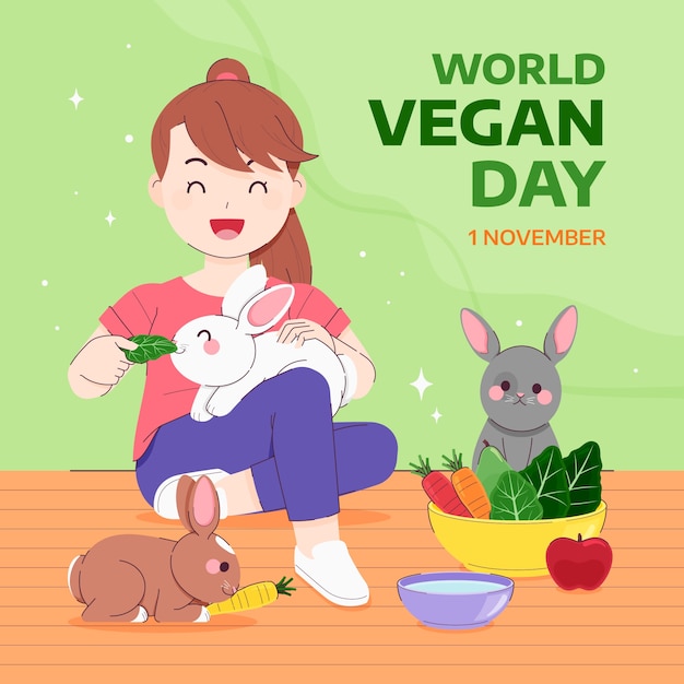 Vector gratuito ilustración del día mundial vegano plano