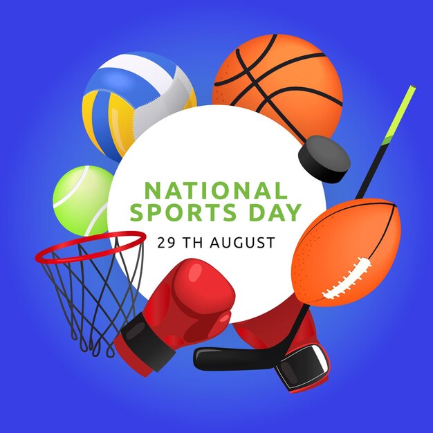 Ilustración del día nacional del deporte degradado