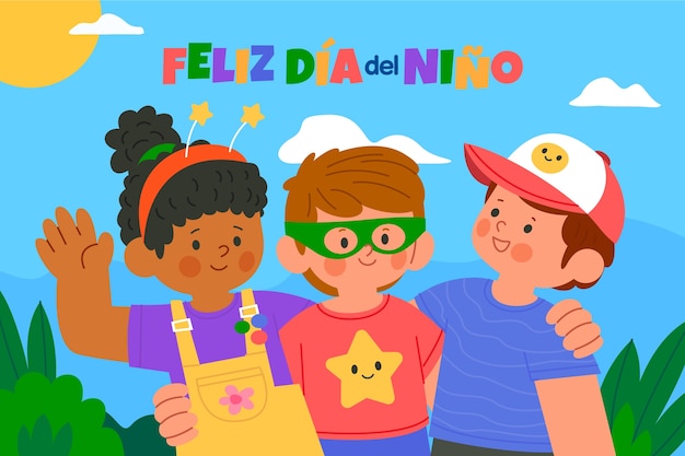 Ilustración del dia del nino plano