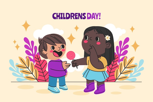 Ilustración del día de los niños dibujados a mano