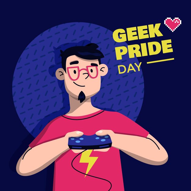 Ilustración del día del orgullo friki plano orgánico