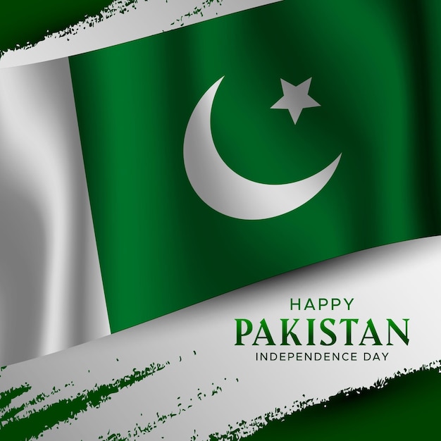 Vector gratuito ilustración del día de pakistán degradado con bandera