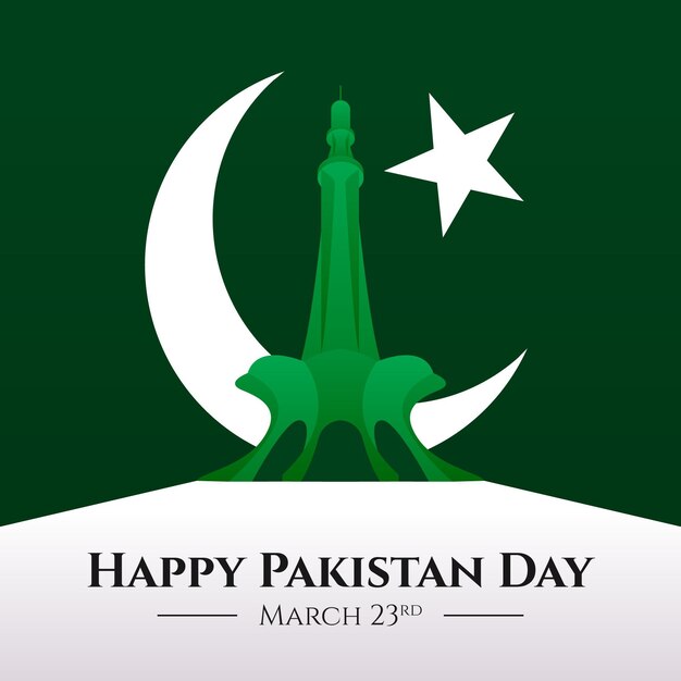 Ilustración del día de pakistán con mezquita badshahi