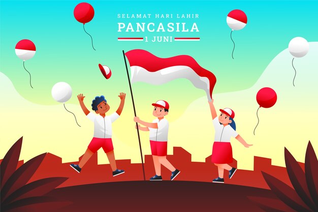 Ilustración del día de pancasila degradado