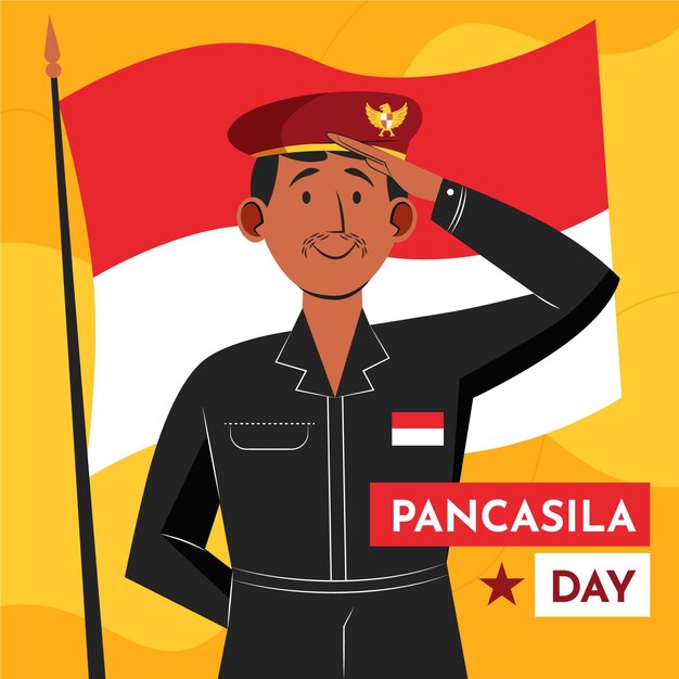 Ilustración del día de pancasila plano orgánico