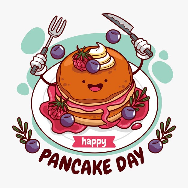 Ilustración del día del panqueque dibujada a mano