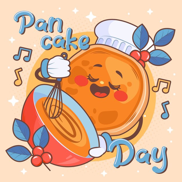 Ilustración del día del panqueque dibujada a mano