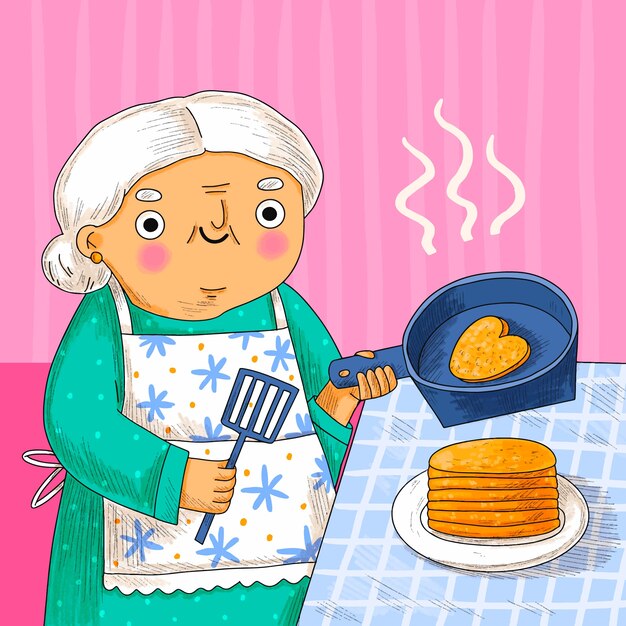 Ilustración del día del panqueque dibujada a mano