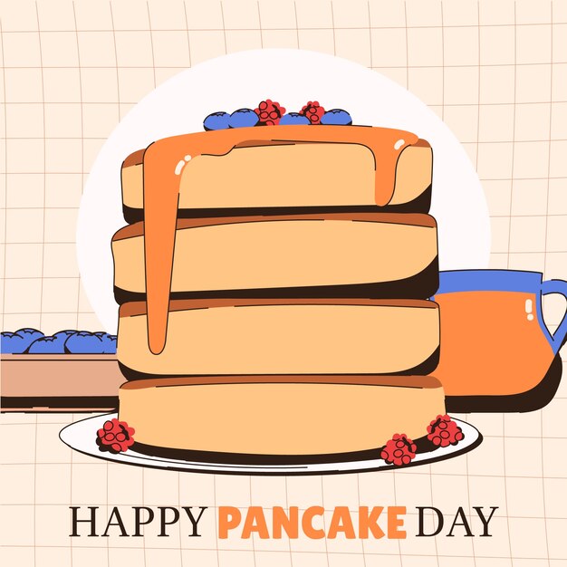 Ilustración del día del panqueque plano