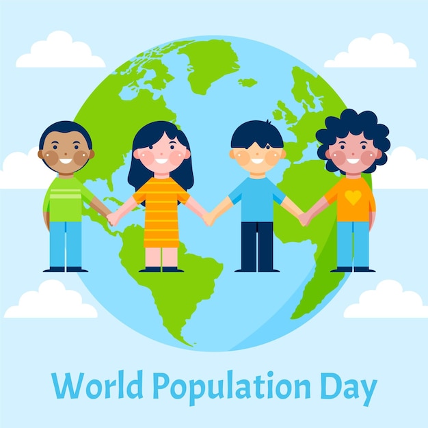 Vector gratuito ilustración del día de la población mundial plana orgánica