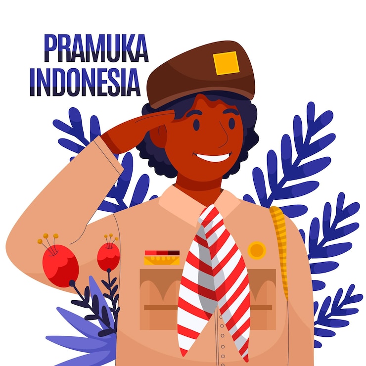 Vector gratuito ilustración del día de pramuka de dibujos animados