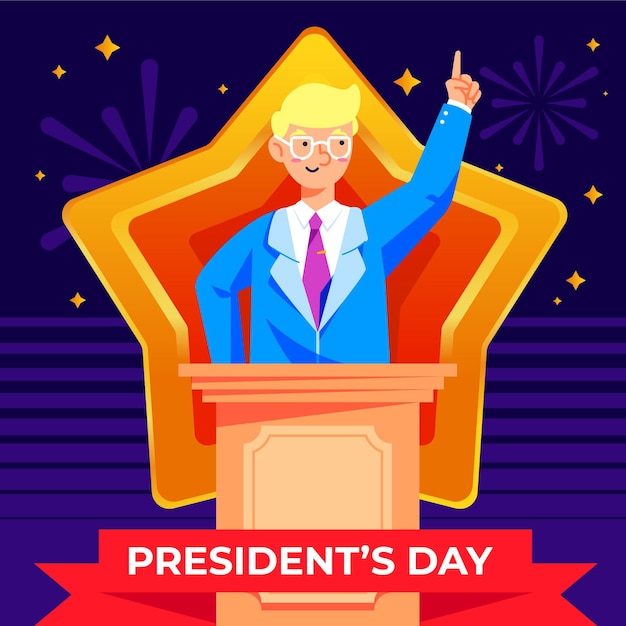 Vector gratuito ilustración del día del presidente de diseño plano