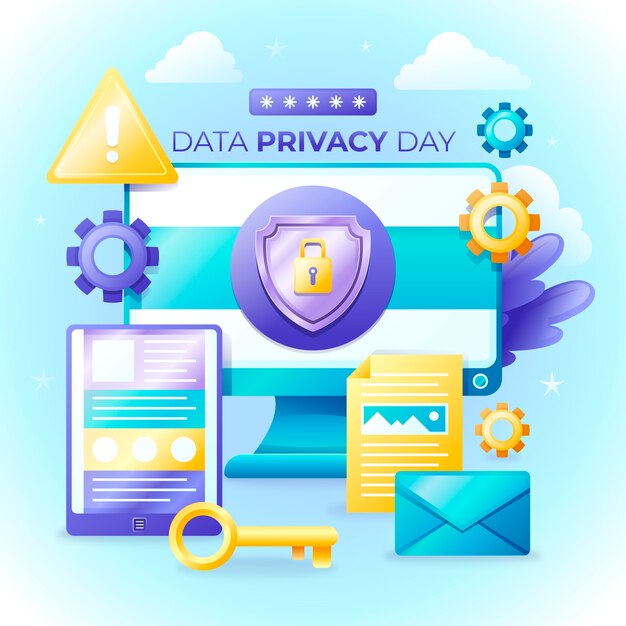 Ilustración del día de privacidad de datos en gradiente