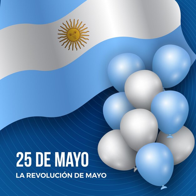 Ilustración de dia de la revolución de mayo argentino realista