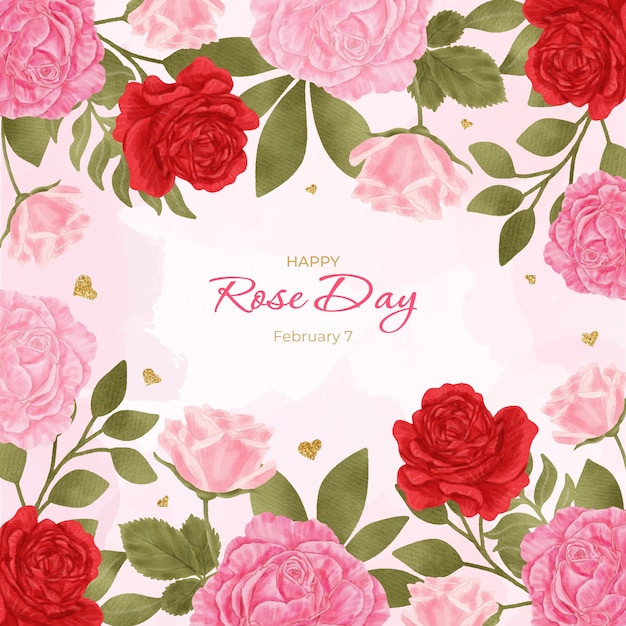 Ilustración de día rosa acuarela