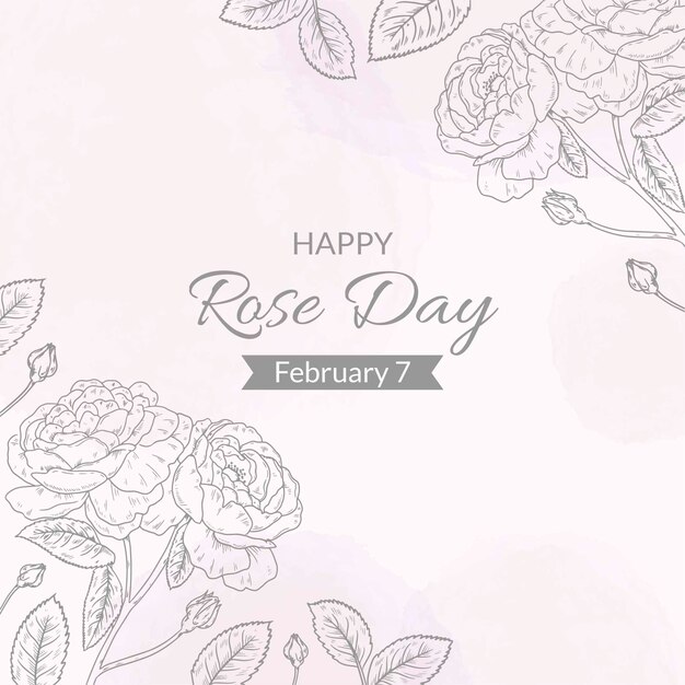 Ilustración de día de rosa dibujada a mano