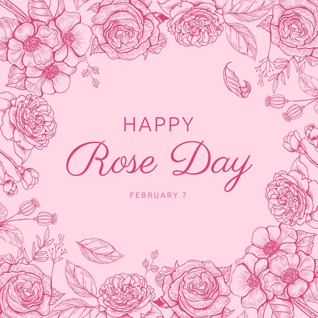 Ilustración del día de la rosa dibujada a mano