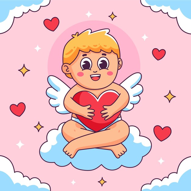 Ilustración del día de San Valentín dibujada a mano