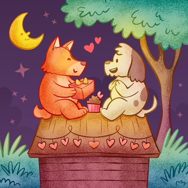 Ilustración del día de San Valentín dibujada a mano