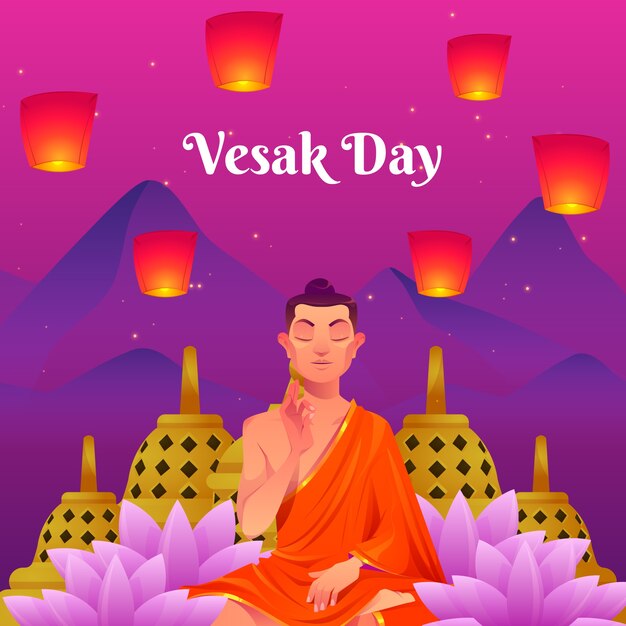 Ilustración del día de vesak degradado