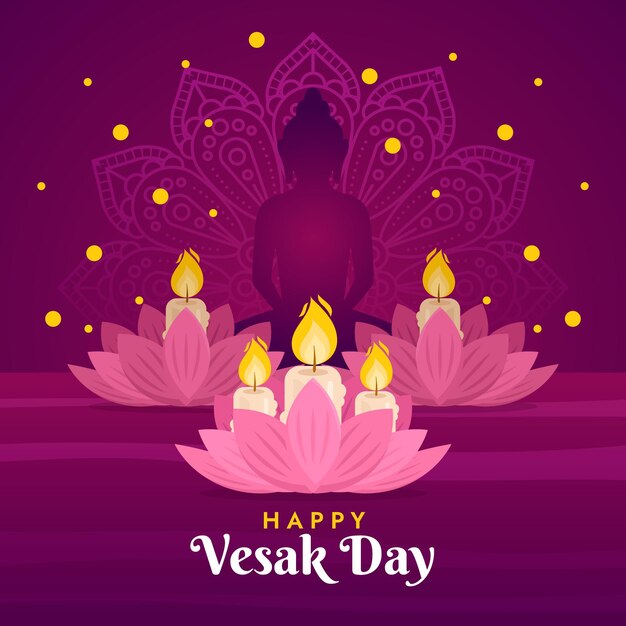 Ilustración del día de vesak plana