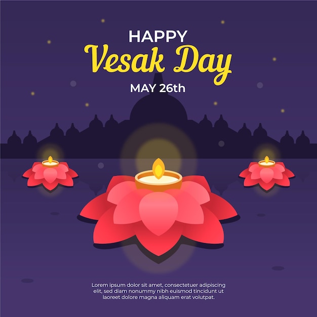 Ilustración del día de vesak plana