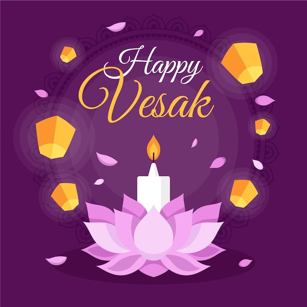 Vector gratuito ilustración del día de vesak plana