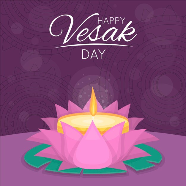 Ilustración del día de vesak plana