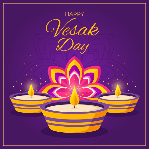 Ilustración del día de vesak plana