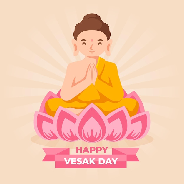 Ilustración del día de vesak plana