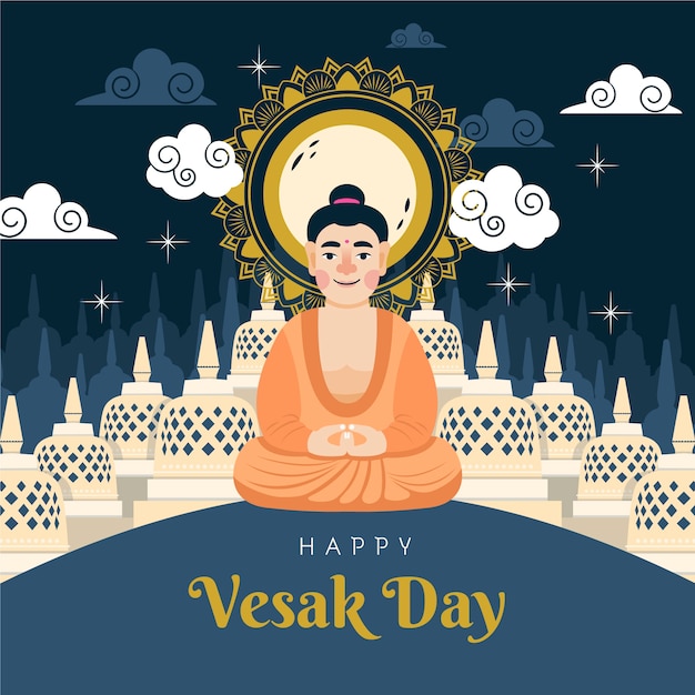 Vector gratuito ilustración del día de vesak plana